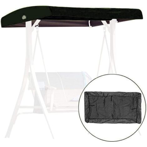 Toile de Rechange pour Balancelle,191x120x23cm Housse de Rechange 3 Places, Toit Balancelle de Jardin, Impermeable Couverture Auvent pour Jardins Battants et Terrasses(Size:191x120x23cm,Color:Le Noir) (1/5)