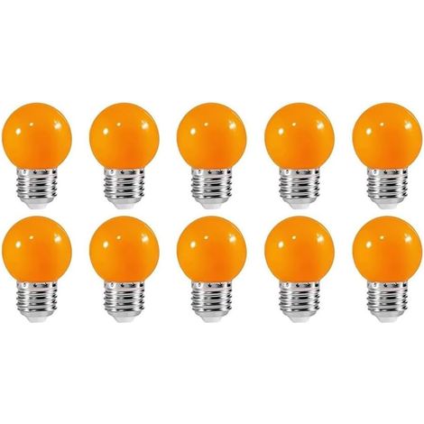 Ampoule LED sphérique G45 E27 couleur orange 3 W AC220‑240 V non dimmable éclairage décoratif Halloween Noël et fêtes lot de 10 (1/5)