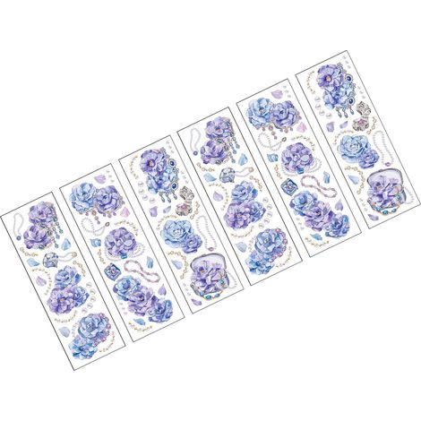 Planche de 6 autocollants floraux vintage en PET, auto-adhésifs, pour album photo et scrapbooking (type 2). (1/5)