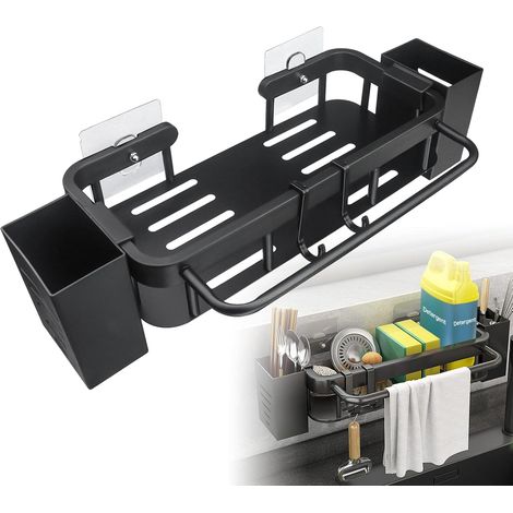 Schwammhalter für Küchenspüle, Edelstahl, Aufbewahrungsbox, Aufbewahrung für Spülbecken, Schwammhalter mit 2 Stäbchenhalter (1/5)