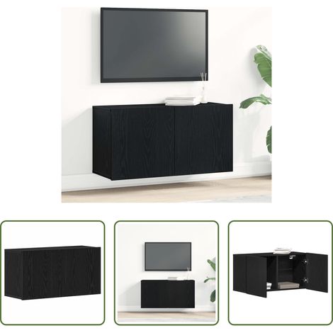 vidaXL Stauraum - TV-Schrank Schwarze Eiche 80 x 30 x 41 cm Holzwerkstoff (1/5)