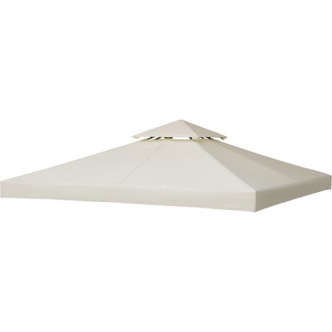 Toiture de remplacement  pour tonnelle 3x3m, toit hydrofuge pour tonnelle métallique, toit de remplacement pour tonnelle de jardin, tente de réception, tente de jardin, polyester, blanc crème