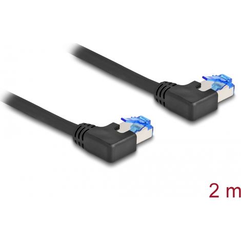 Delock Cable de red RJ45 Cat.6A S/FTP acodado a la izquierda 2 m negro
