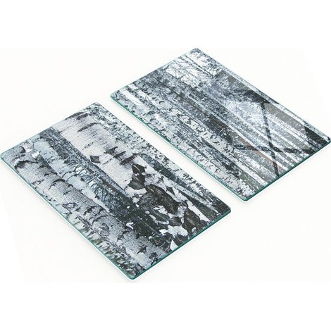 Dekorative Glas-Küchenschneidebretter mit Birkenmotiv, 2 x 30 x 52 cm (1/5)