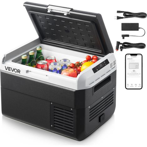 Glacière Électrique Voiture et Maison, Réfrigérateur Portable 25 L 12/24 V CC et 100-240 V CA, pour Camping Voyage Plage Pêche, Mini Frigo à Compression, Température Réglable -20 °C à 20 °C (1/5)