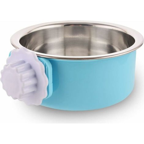 Detachable Stainless Steel Dog Bowl Crate Hanging Pet Bowl Cage Small Water Bowl Feeder Dog Food Cats Rabbits Birdsgreen Pet Supplies Small Blue with Flower Screw (1/5)