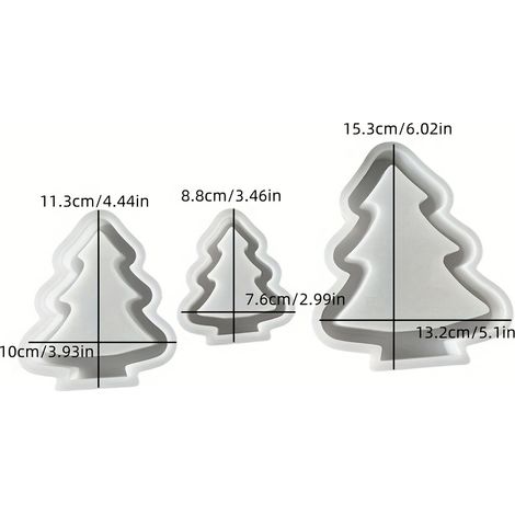 Grand, moyen et petit moule en silicone creux en forme d'arbre de Noël pour décorations de série, moule à gouttelettes de plâtre (1/5)