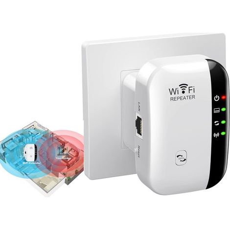 Prise WiFi booster – 300 Mbit/s – Routeur sans fil – Extendeur – Portée extra large – Blanc (1/5)