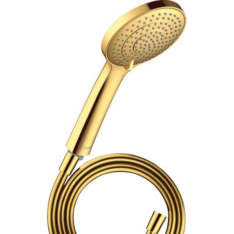 DURAVIT Rociador de ducha universal de 3 chorros con deslizador dorado pulido + flexo de ducha (1/4)