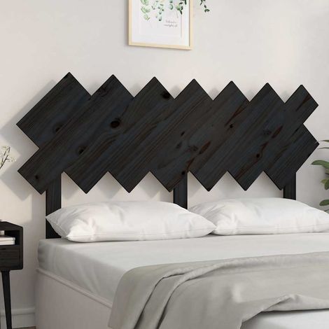 vidaXL Cabecero de cama madera maciza de pino negro 141x3x80,5 cm (1/5)