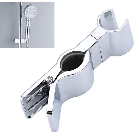 Support de douchette réglable – Support coulissant rotatif à 45° pour pommeau de douche – Compatible rails de 20 à 25 mm – Argent (1/5)