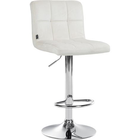 Sgabello da bar seggiolone x 1 con cuciture decorative quadrate seduta in velluto crema gambe in metallo cromato 100005324