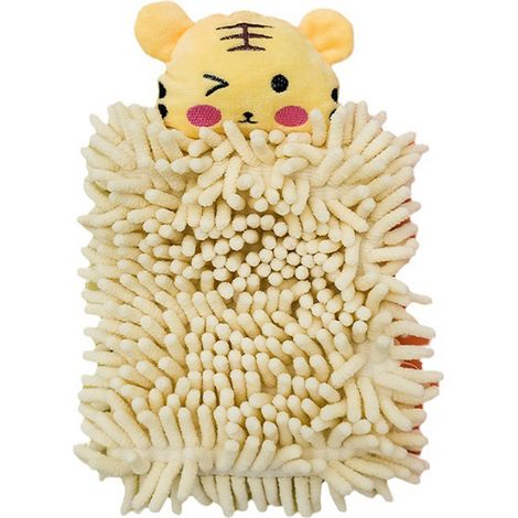 Essuie-mains suspendu en microfibre et chenille, séchage rapide, ultra absorbant, design cartoon tigre, pour cuisine et salle de bain, 26x17cm (1/5)