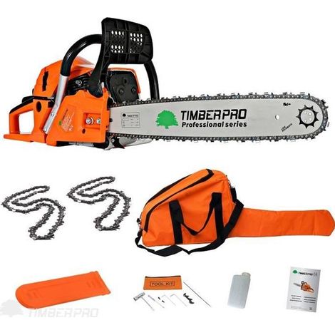 Kit Tronçonneuse Thermique avec Guide 50 Cm + 2 Chaînes 60cm3 + Sac + Accessoires