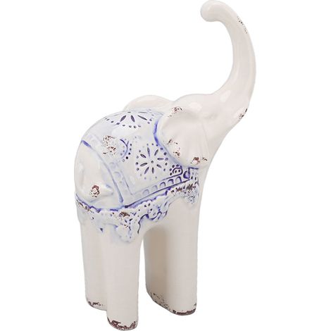 Décoration en céramique éléphant, sculpture d'éléphant ronde et lisse en porcelaine exquise, idéale pour la maison ou le bureau. (1/5)