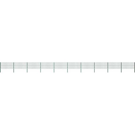 vidaXL Panneau de clôture avec poteaux en fer 1730 x 80 cm Vert (1/5)