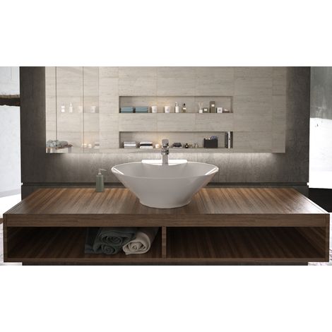 MOG Lavabo sobre encimera de ceramica 57,5 x 44 x 17 cm design Marecchia en blanco (1/5)