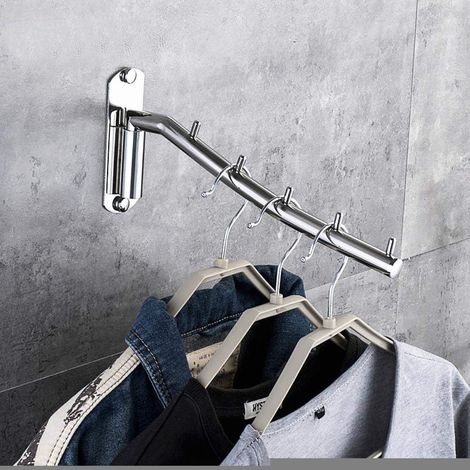 Séchoir à Linge, Support Mural en Acier Inoxydable, Support de Cintre, Crochet, Porte-Serviettes de Salle de Bain, Support de séchage (1/5)