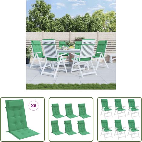 vidaXL Gartenmöbel -  Hochlehner-Auflagen 6 Stk. Grün Oxford-Gewebe