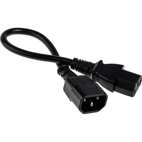 Câble d'alimentation, Noir, Connecteur C13, IEC vers C14, CEI, 300mm ( Prix pour 1 )
