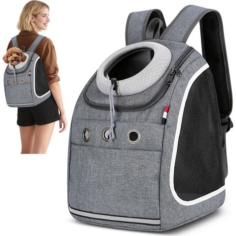 1 Sac à Dos pour Chien, Respirant et Pliable, 40x25x37cm, Polyester, Sangle de Sécurité, Voyage Randonnée Camping