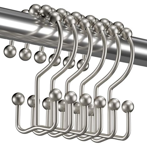 Gerade Edelstahlhaken in Kürbisform für Duschvorhänge in Bergform, rostfrei, mit fünf Kugellagern, doppelseitig. (1/5)