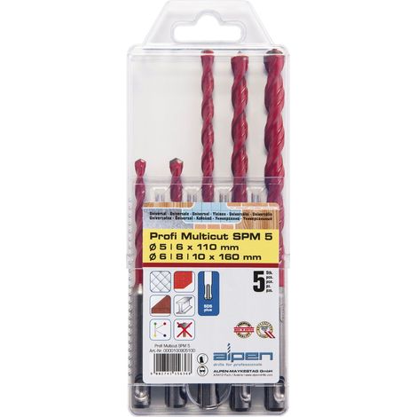 estuche brocas alpen multiusos / universal sds plus 5 piezas (1/4)