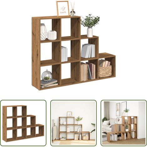 vidaXL Étagère en bois d'ingénierie - Étagère séparatrice de pièce à 3 niveaux chêne artisanal