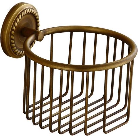 Porte-Papier Toilette Mural, Laiton Antique Panier de Douche pour Salle de Bain, Style Vintage (1/5)