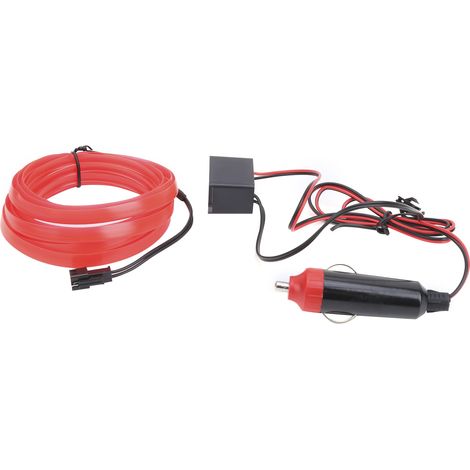 Ruban LED 3M Auto Intérieur Voiture, Lumière Néon Tube Avec Allume-Cigare, Fil Conducteur, Rouge (1/5)