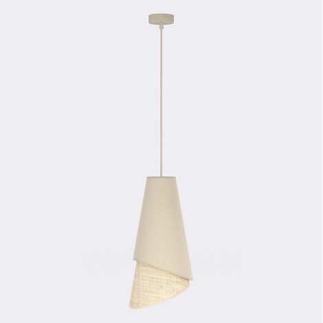 Lampada a sospensione MODA in acciaio e tessuto effetto rattan