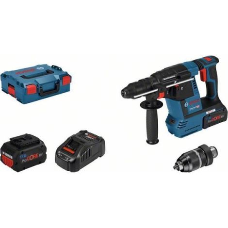 Bosch Professional – Perforateur sans fil 18V – Force de frappe 2,6 J – 2 batteries ProCore 5,5Ah – Mandrin interchangeable – Pour béton armé - 18V-26F (1/2)