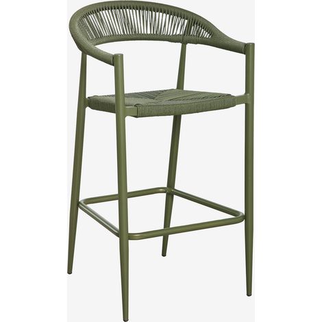 SKLUM Hoher Hocker 75 cm aus Aluminium und synthetischem Rattan Amatria Tiefes Grün Olive                                  