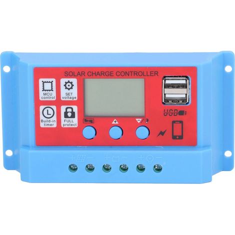 Contrôleur de Charge de panneau solaire 12V/24V, chargeur photovoltaïque PWM à 3 étages, affichage LCD 10A (1/5)