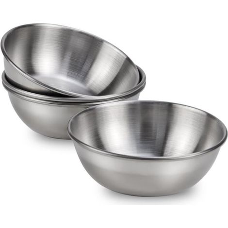 Gewürzset 4 teilig Saucenschale Einzelschälchen 9 x 3 cm Mini Dipschale Gewürzbecher Runde Gewürzschale Edelstahl Sushi Dipschale Vorspeisentelle (1/5)