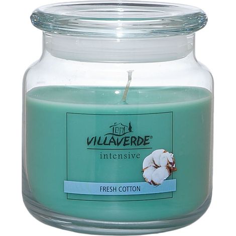 Villa Verde Duftkerze im Glas m. Deckel Fresh Cotton, Höhe 10 cm, Ø 10 cm Duftkerzen