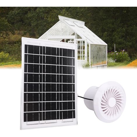 Conjunto de ventilador extractor solar de 6 W con panel monocristalino para gallinero, invernadero, establo, material: aleación de aluminio, plástico, IP67 (1/5)