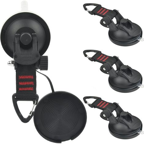 Lot de 4 Ancres à Ventouse  Fixation Crochet Arrimage pour Bâche Camping, Fixation Voiture, Bagages, Tente