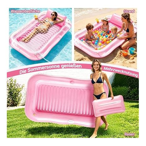 Piscine de bronzage gonflable, matelas gonflable pour adultes, piscine solaire gonflable avec coussin, matelas à eau avec arroseur intégré pour adultes, lit de bain et fête aquatique (1/4)