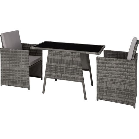 Set di mobili da giardino in rattan sintetico grigio a 2 posti 2108061