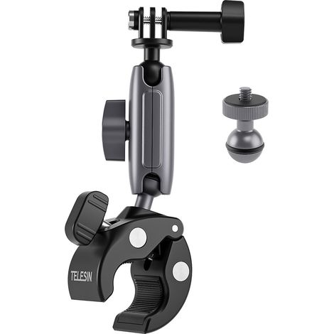 TELESIN GP-HBM-001 Support de guidon vélo en alliage d'aluminium, rotule double 360° orientable.