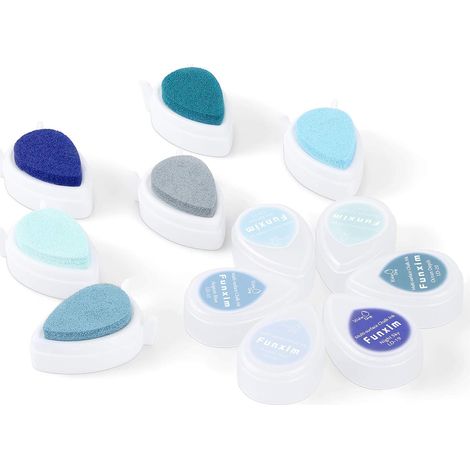 Tampons encreurs Coussins Encreurs Ensemble d'empreintes digitales pour la peinture sur tissu d'artisanat en papier (Bleu) (1/5)