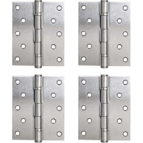 Charnières à Bout Paumelle à Visser Acier Inox à Roulement à Billes Charnière 127 x 102mm pour Portes Intérieures à Recouvrement Jusqu'à 120kg (4 Pièces) (1/5)