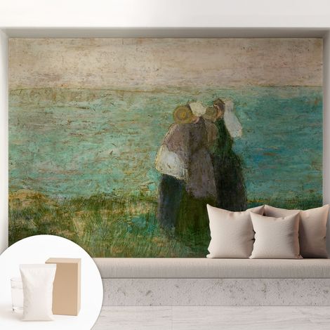 Papier peint intissé mural pour salon chambre à coucher tendance et originale - Colle incluse gratuite Reflet en bord de mer 208x146 cm (1/5)