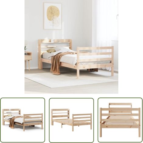 vidaXL Bettgestell mit Kopfteil ohne Matratze 100x200 cm (1/5)