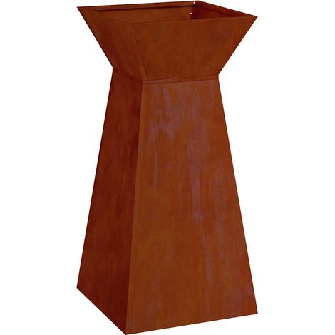 Jardinière à pilier extérieure design contemporain 35 x 35 x 73 cm en acier patiné argent (1/5)