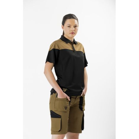 Buzo combinado con tejido elástico. Cuello de tira y cierre de cremallera de nylon WF2616 L Beige+Negro (1/4)