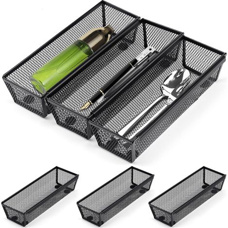 Besteckkästen aus Metallgewebe, Besteckaufbewahrung, Küchenschubladen-Organizer, Besteckorganizer (1/5)