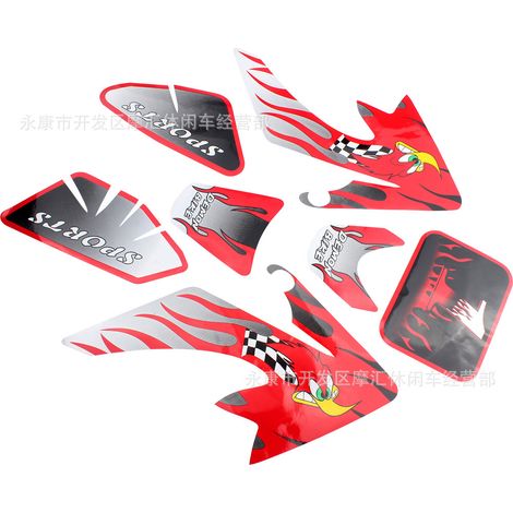 Off-road motorcycle accessories for Honda CRF50 XR50-110CC full body decals, stripes, and code paper (red). (1/5)
