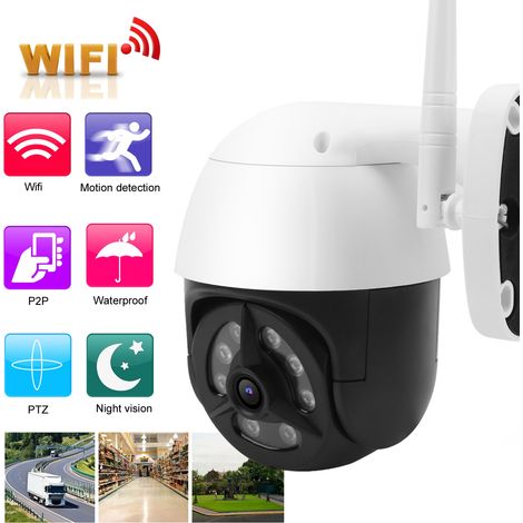 Caméra de surveillance extérieure WiFi, détection de mouvement, vision nocturne infrarouge, étanche IP66, système de sécurité avec prise européenne (1/5)